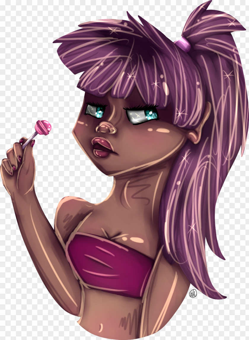 Lolly Pop Black Hair Fairy Cartoon Purple PNG