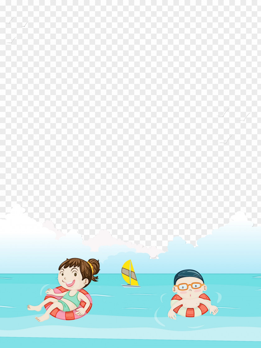 Bathing Child Summer Swimming PNG