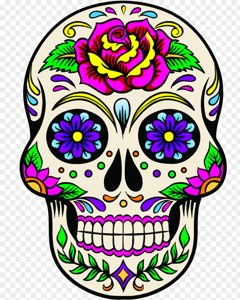 Calavera Mexican Cuisine Day Of The Dead Death Floral Ornament PNG