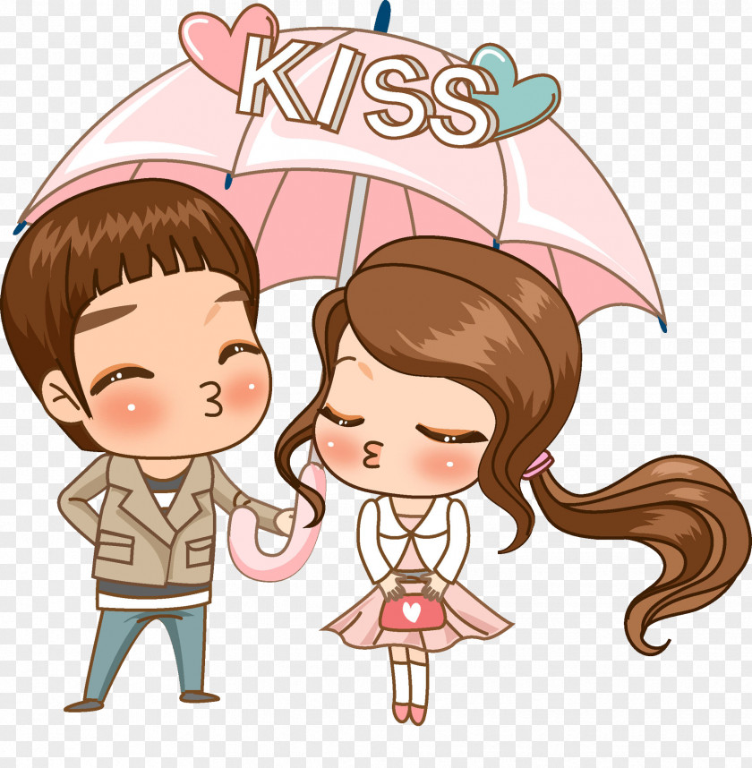 Lovers Under Pink Umbrella PNG under pink umbrella clipart PNG