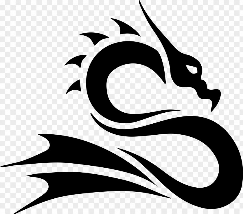 Tribal Dragon Silhouette Clip Art PNG