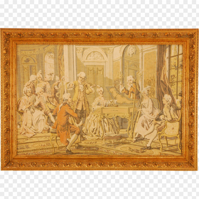 Antique Tapestry Picture Frames Wood Carving PNG