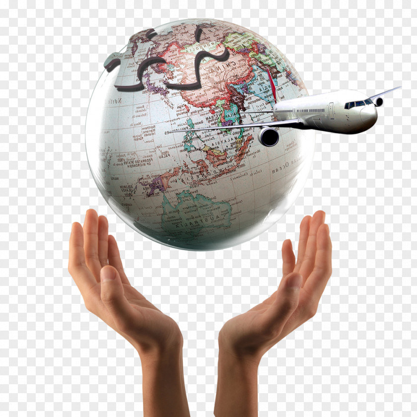 Hands Around Earth Globe Airplane Travel Insurance Flight PNG