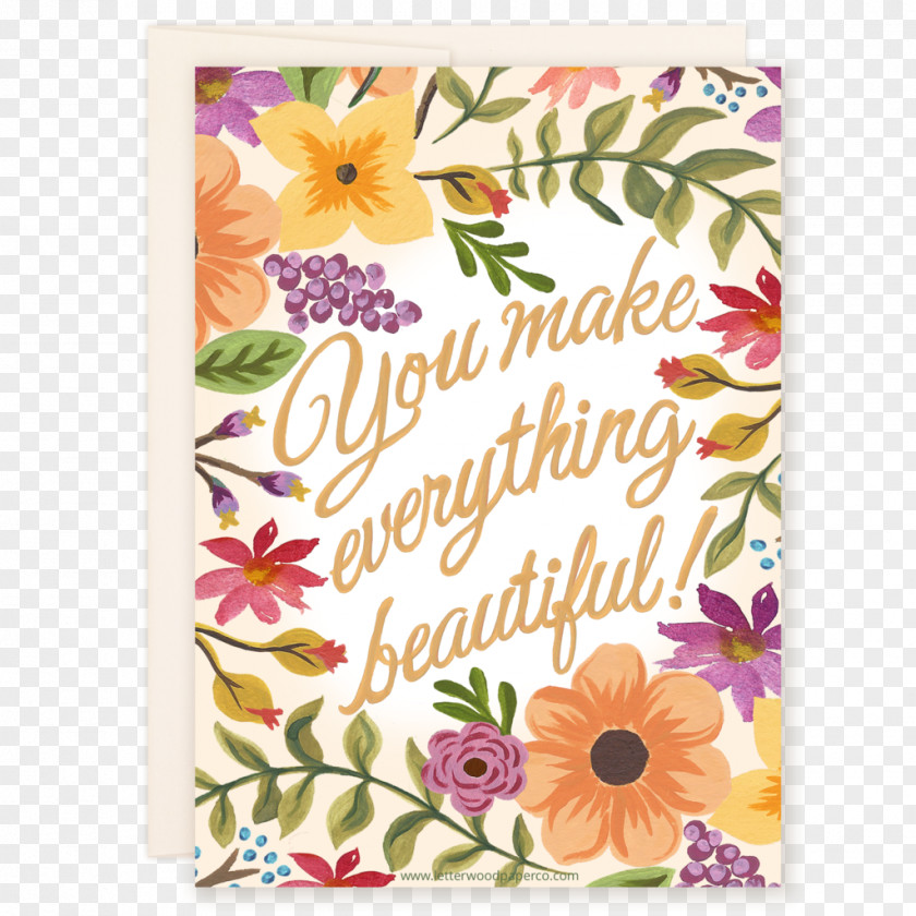 Thank You For Attention Floral Design Greeting & Note Cards Art Paper PNG