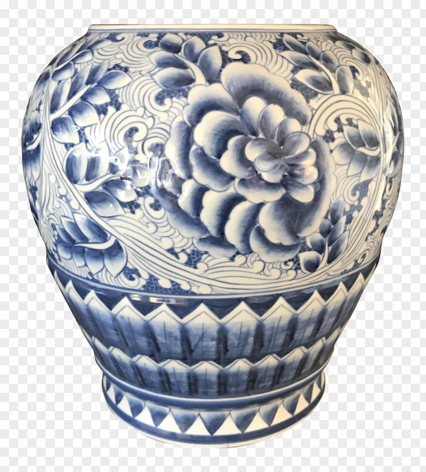 Vase Blue And White Pottery Ceramic Cobalt PNG
