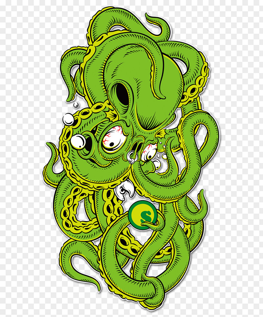 Green Business Card Design Graphic Art Octopus PNG