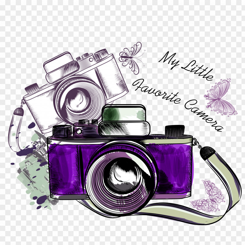 Purple Simple Camera Decoration Pattern Photography Clip Art PNG