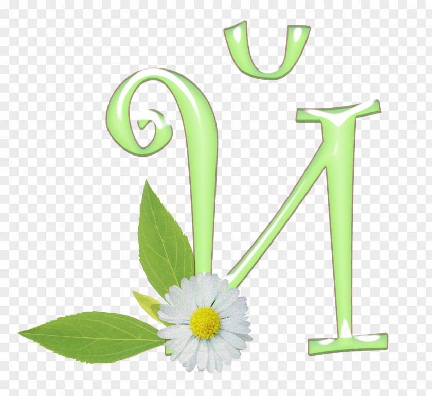 Flower Baby Alphabet Green Font PNG