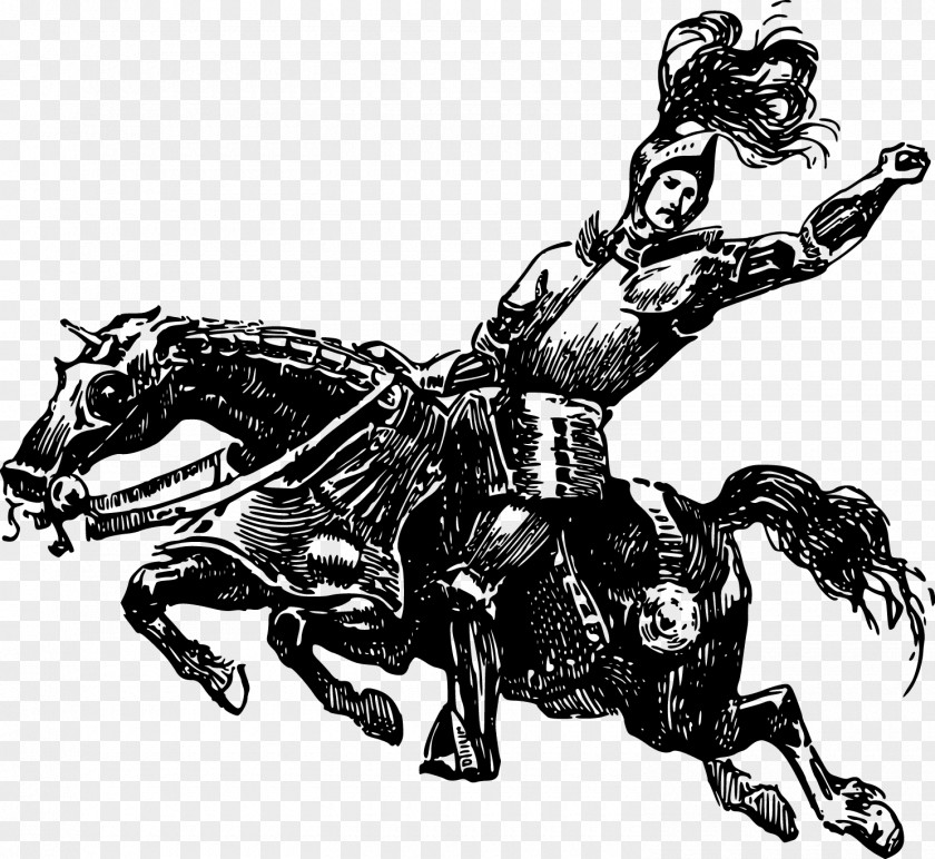 Vector Black And White Knight Horse Clip Art PNG