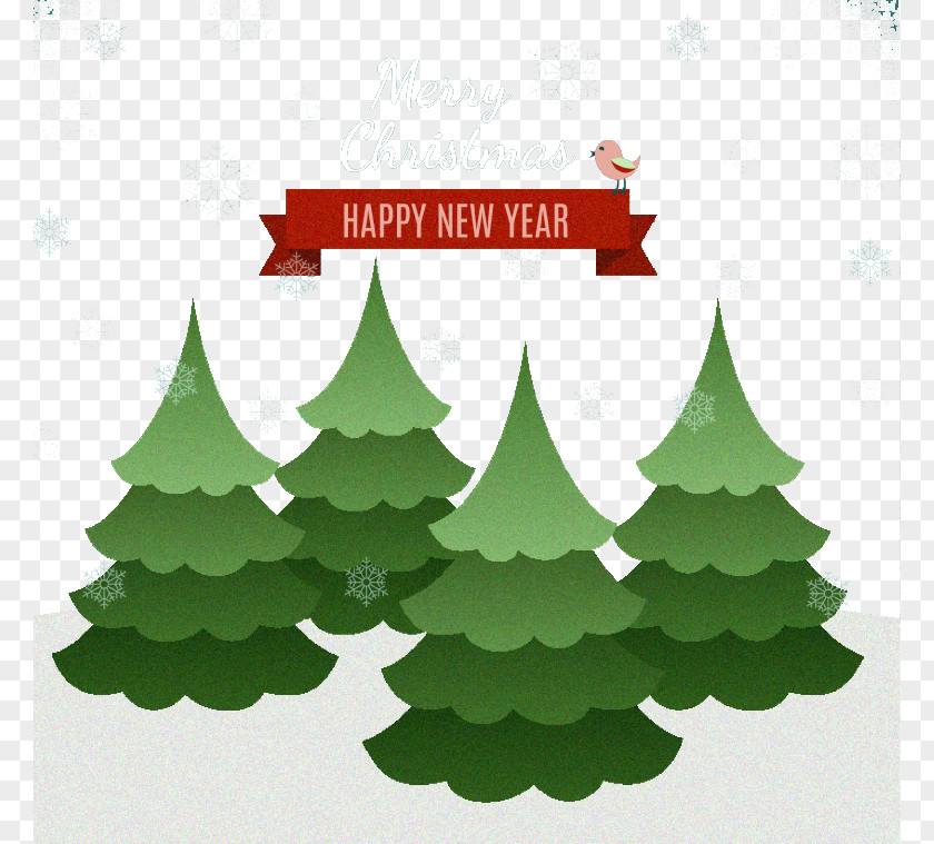 Childlike Illustration Christmas Tree With Snowflakes Vector Material PNG