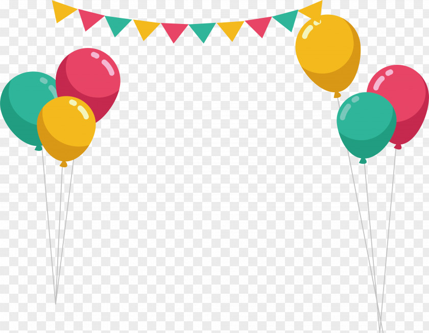 Color Balloon Beam Frame Party Birthday PNG