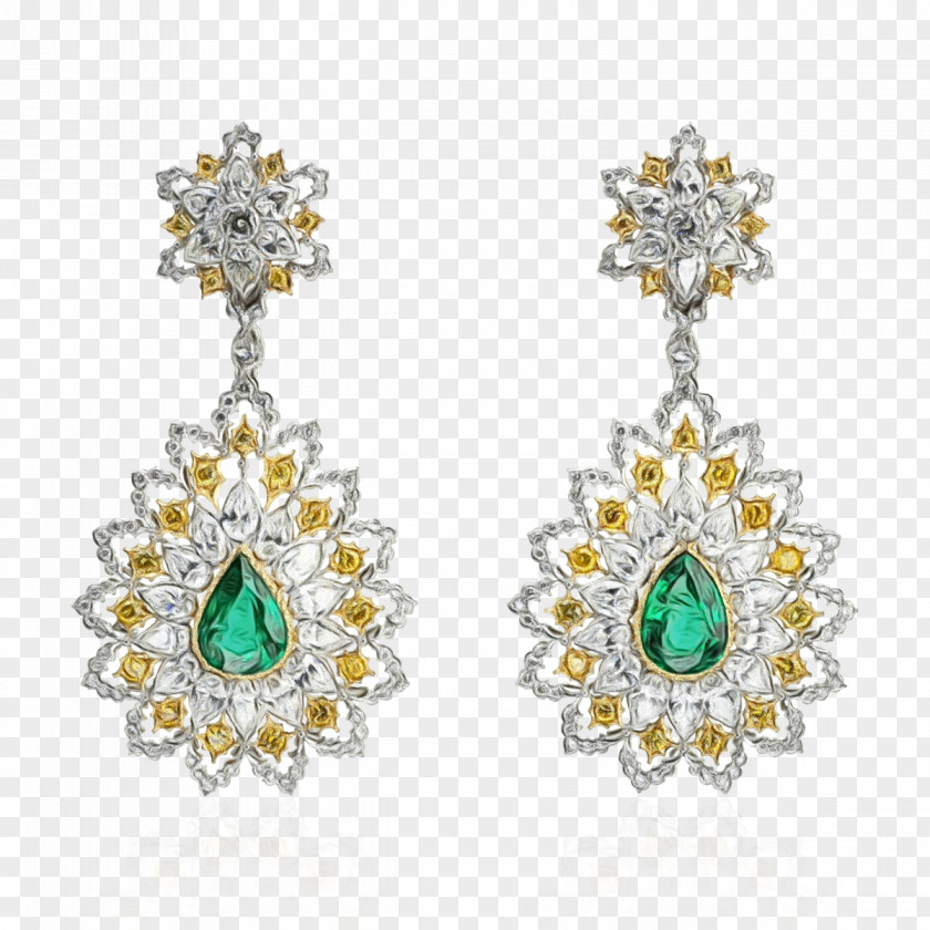 Gemstone Emerald Gold Earrings PNG