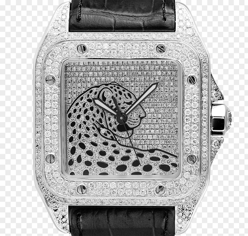 Watch Cartier Santos 100 Strap Diamond PNG