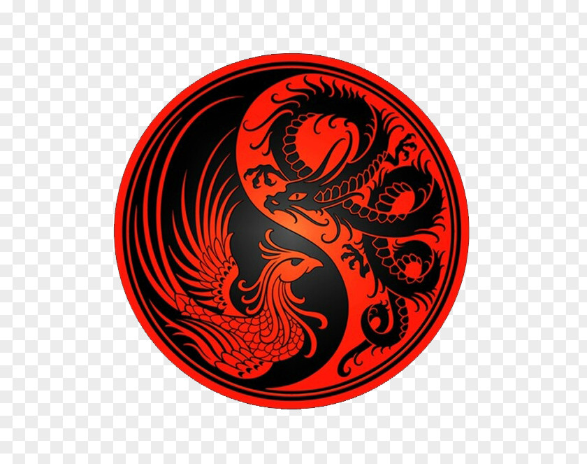 Chinese Ink Painting Style Tai Chi Dragon Zazzle Phoenix T-shirt Yin And Yang PNG
