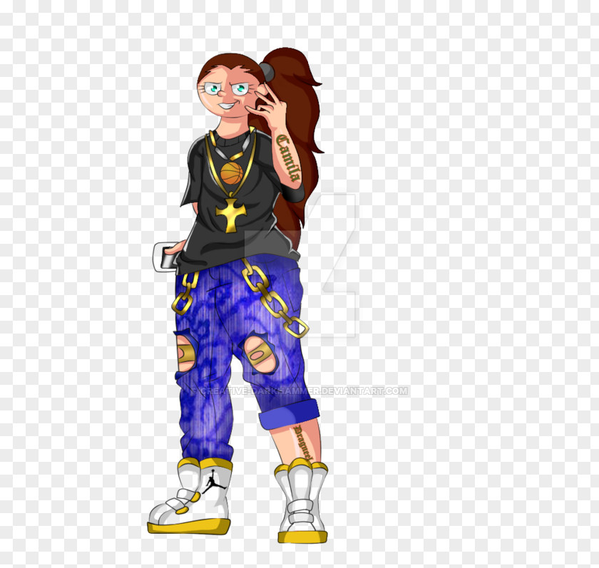 Cartoon Tomboy Character Orange County Shoulder PNG