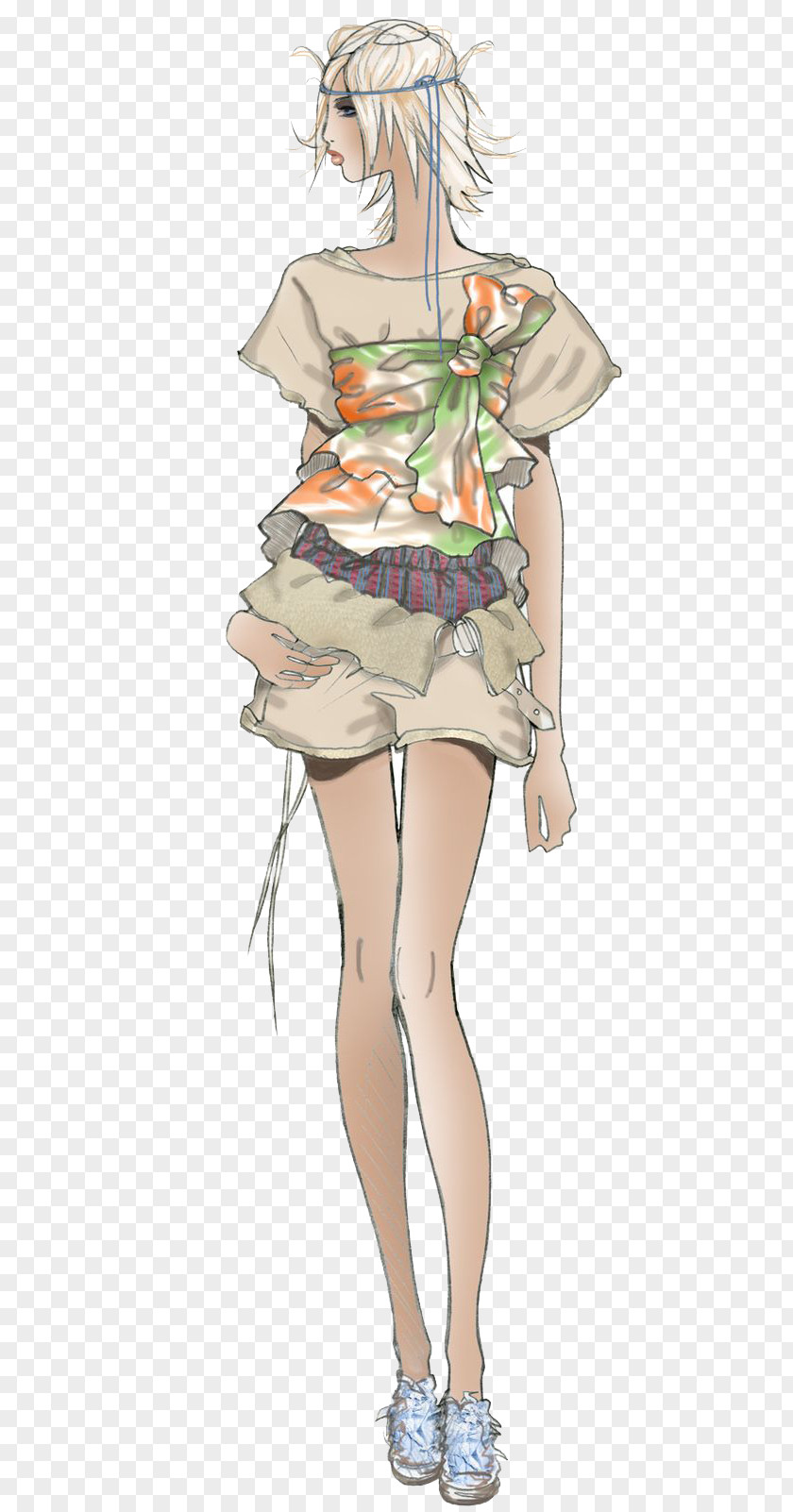 Model Fashion Illustration Drawing PNG