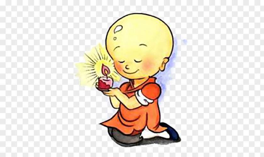 A Little Buddhist Monk With Candle On His Hand Samanera Oshu014d Cartoon Illustration PNG