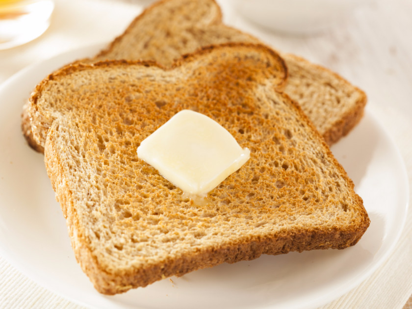 Butter Toast Breakfast Whole Wheat Bread Grain PNG