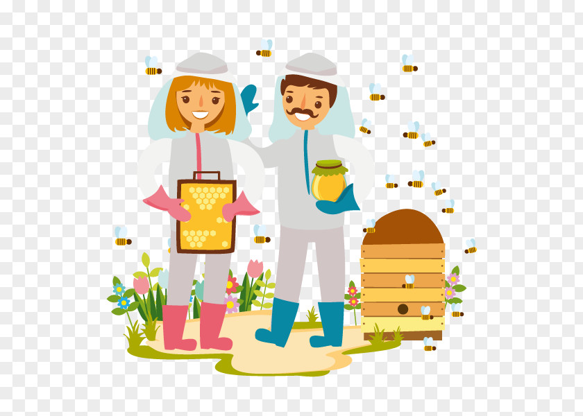 Illustration Psd Beekeeper Beekeeping Beehive European Dark Bee PNG