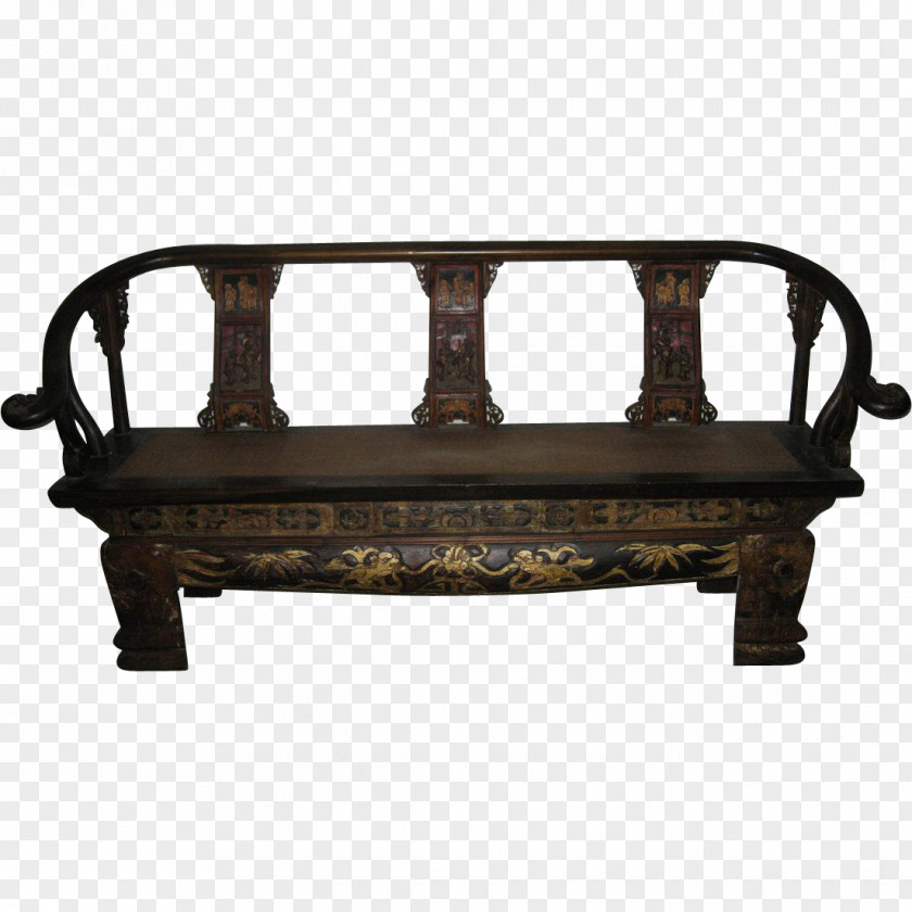 Antique Carved Exquisite Table Bench Wood Carving Furniture PNG