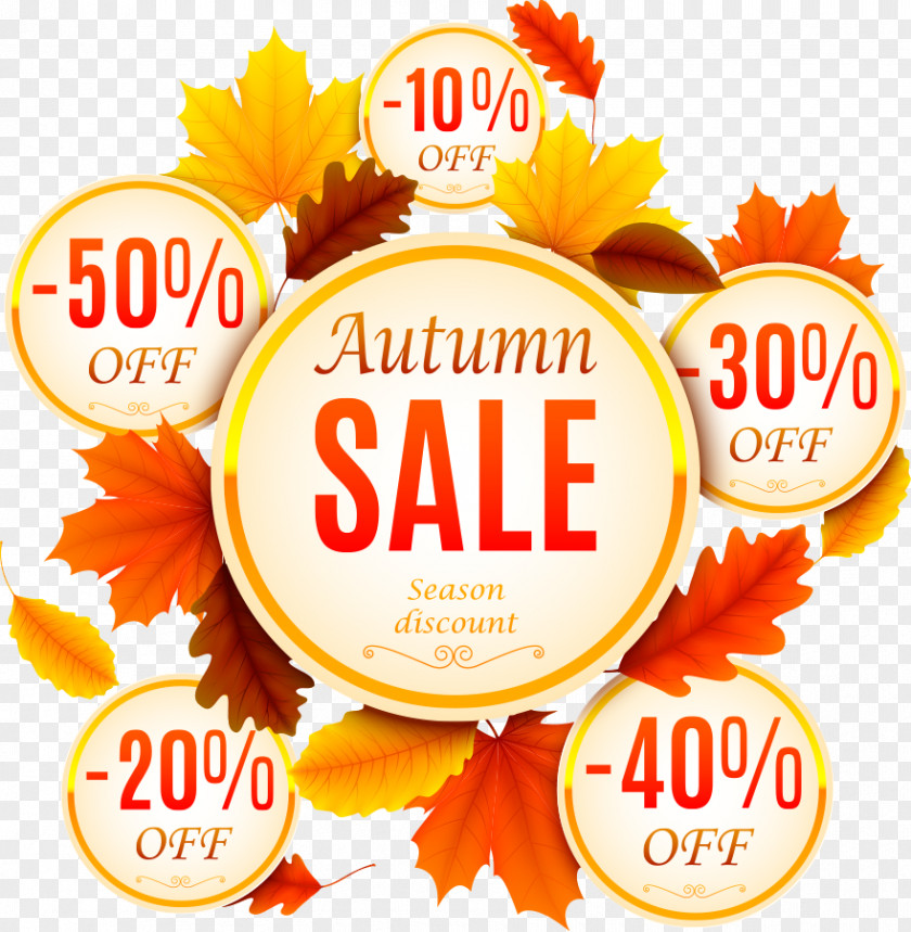 Vector Autumn Maple Leaf Hot Tag Paper Sales Royalty-free PNG