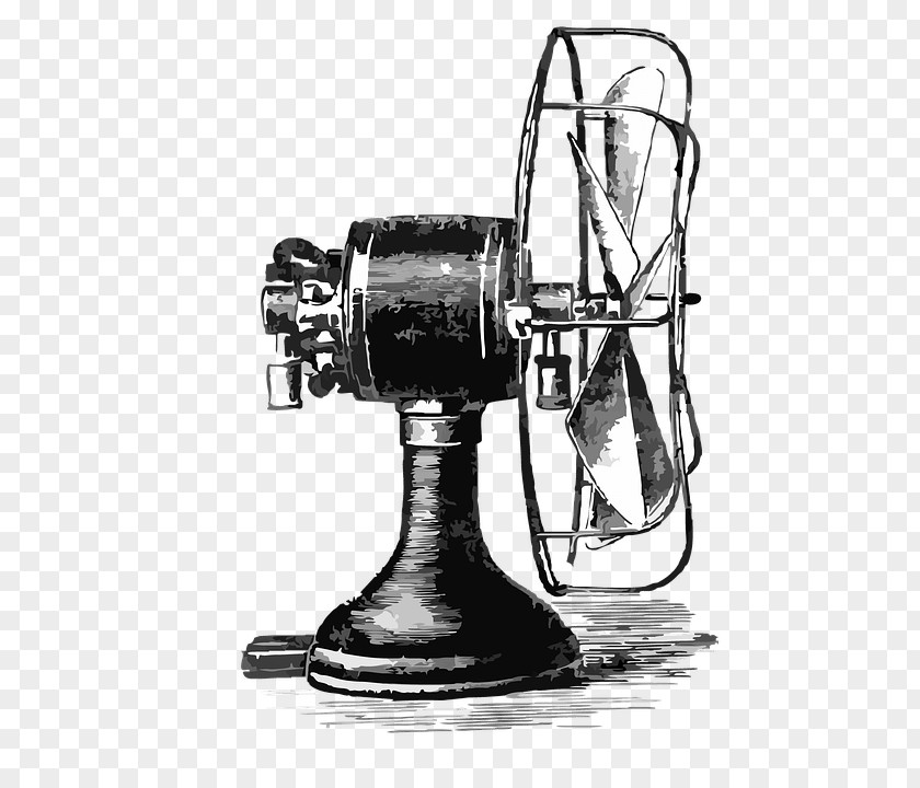 Vintage Fan PNG Fan, black and white desk fan illustration clipart PNG