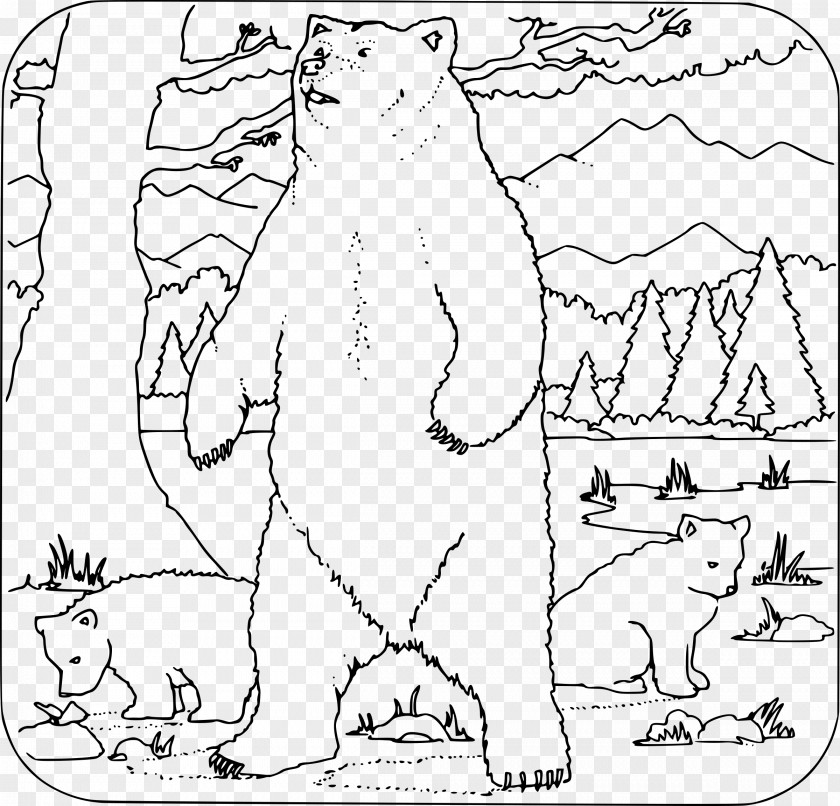 Grizzly Polar Bear Family Coloring Book PNG
