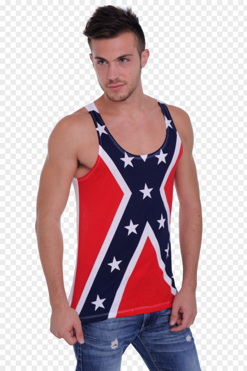 Rebel Flag T-shirt Confederate States Of America Top Sleeveless Shirt Dixie PNG