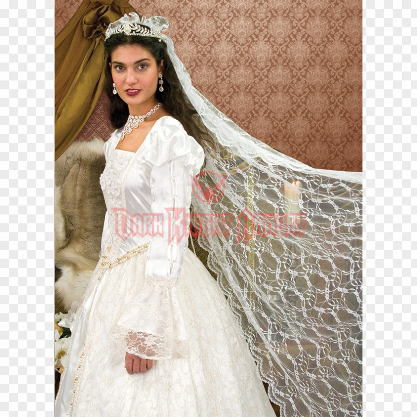 Renaissance Gown Wedding Dress White PNG