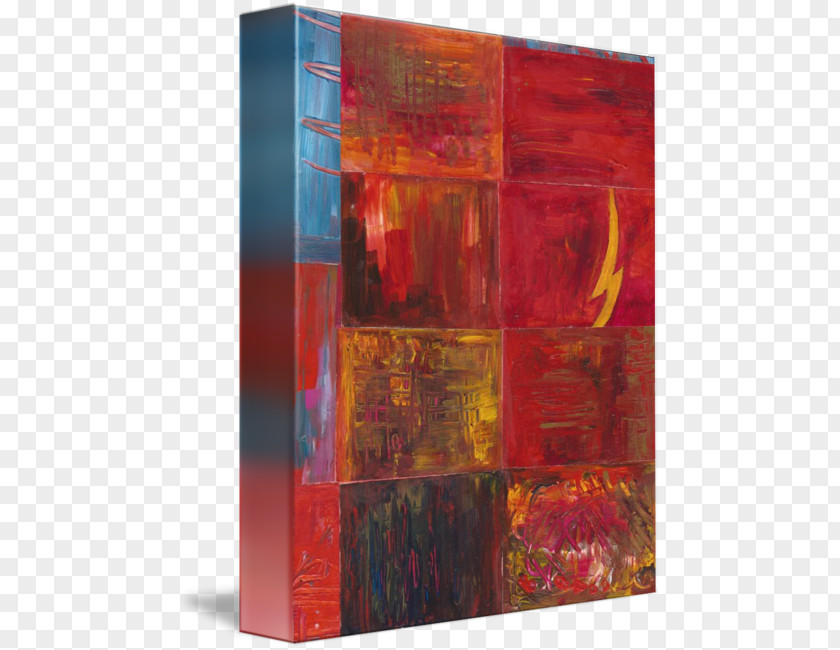 Abstract Orange Acrylic Paint Modern Art Rectangle Resin PNG