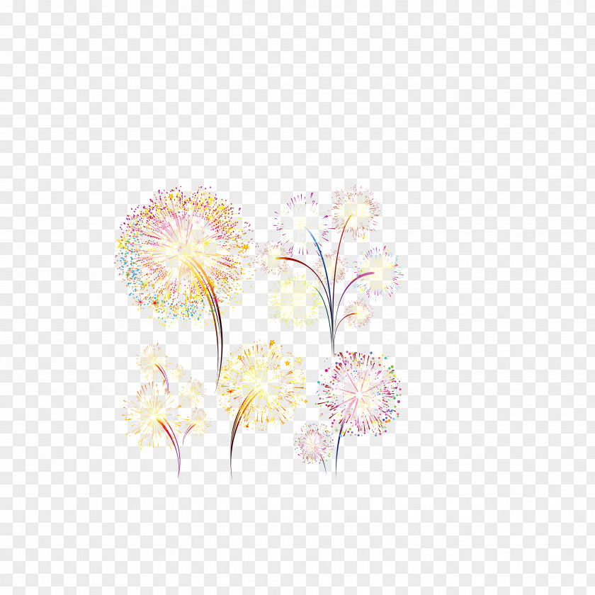 Chinese New Year Festive Fireworks Material Floral Design Rosaceae Pattern PNG
