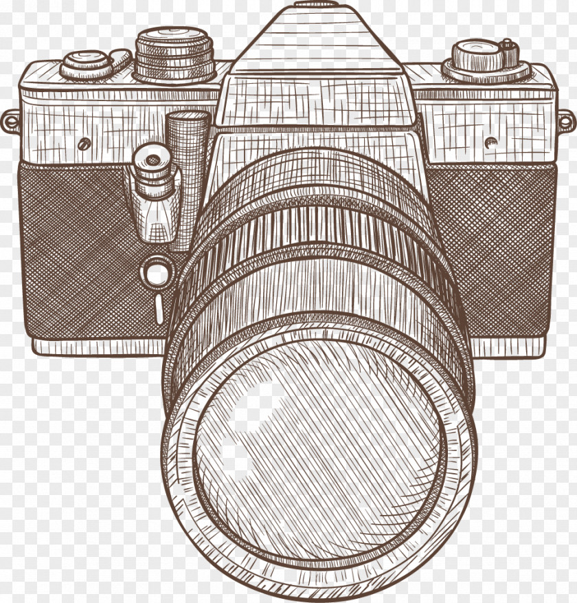 Vintage Camera Vector Drawing Logo Photography PNG