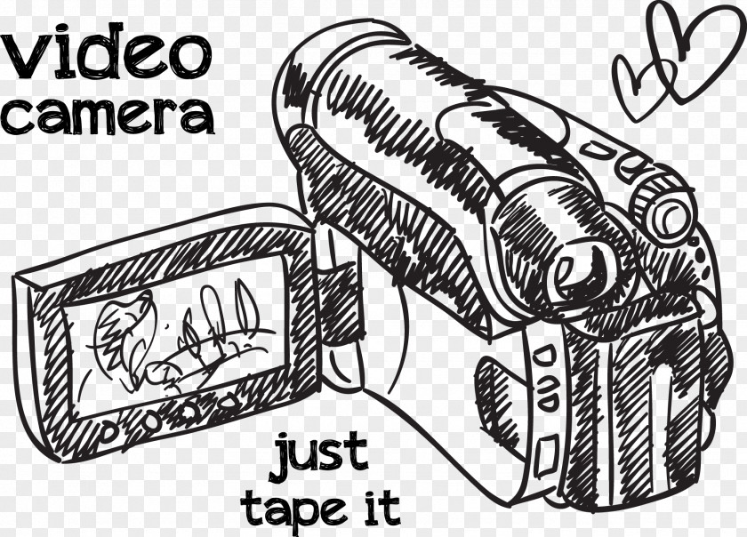 Hand Drawn Vector Camera Love Microphone Video Drawing PNG
