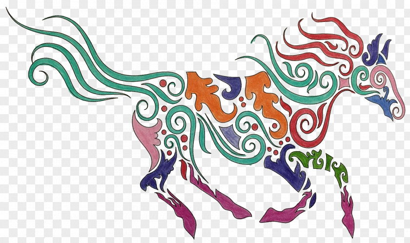 Claborate-style Painting Horse Stencil PNG