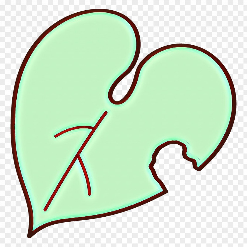 Green Heart Line Art PNG