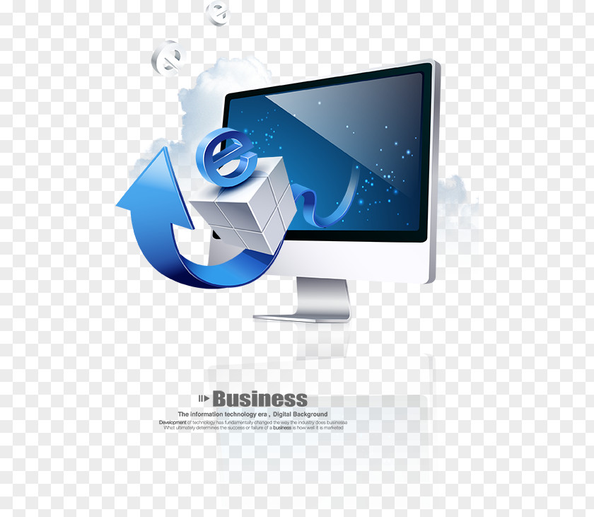 Blue Arrow On The Computer Screen Software Service Business Information PNG