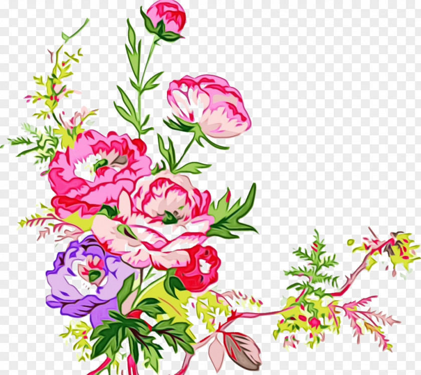 Pink Family Rose Watercolor Flowers PNG