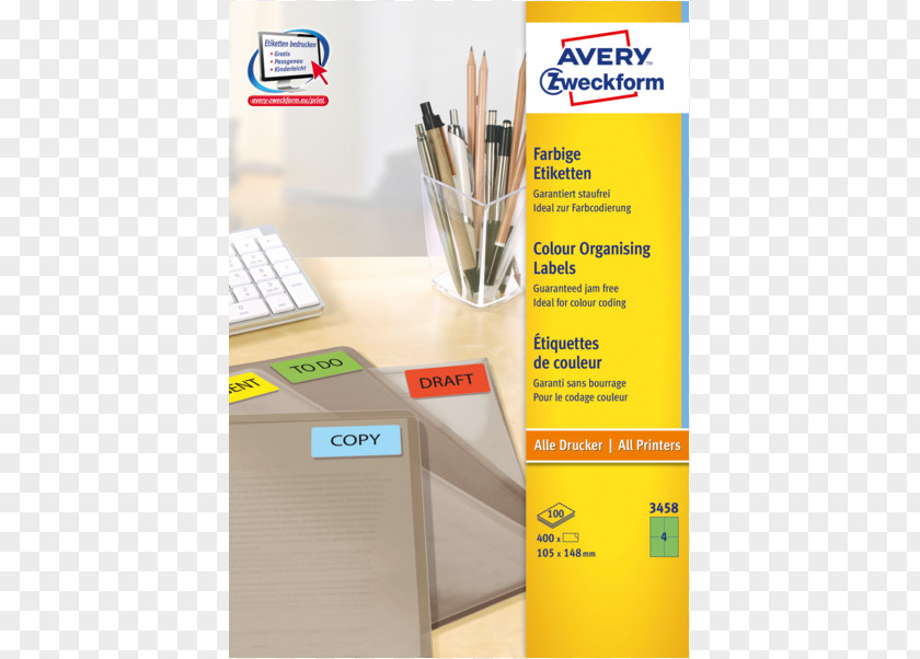 Inkjet Material Paper Label Avery Zweckform Dennison PNG
