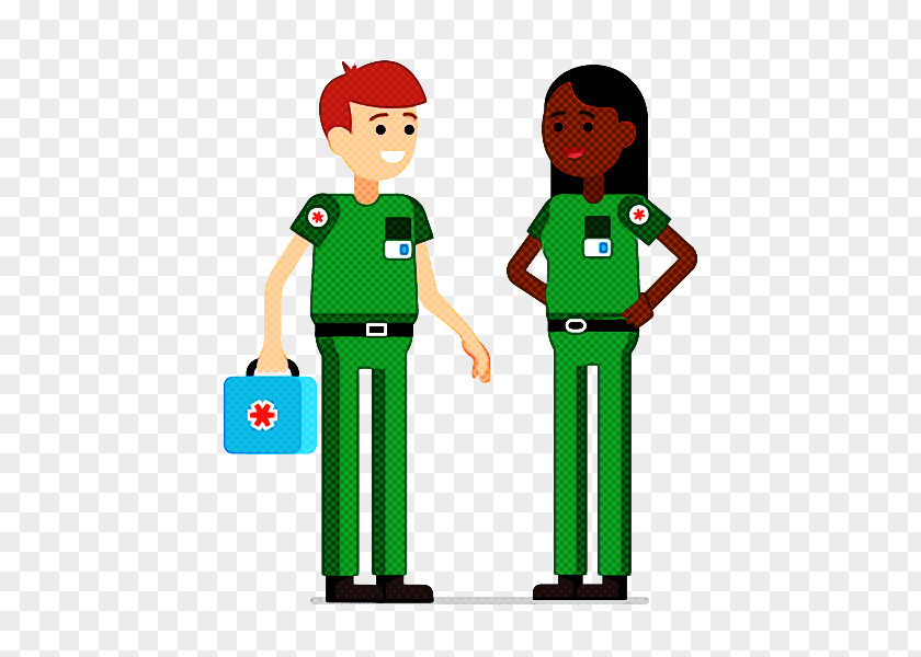 Cartoon Green Standing Uniform Gesture PNG