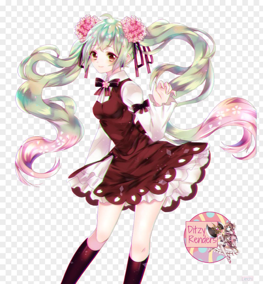 Hatsune Miku Sakura Vocaloid Rendering PNG