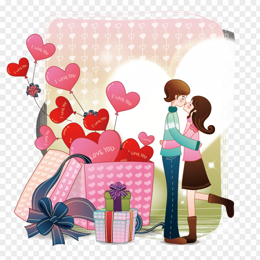 Kissing Couple Cartoon Romance PNG
