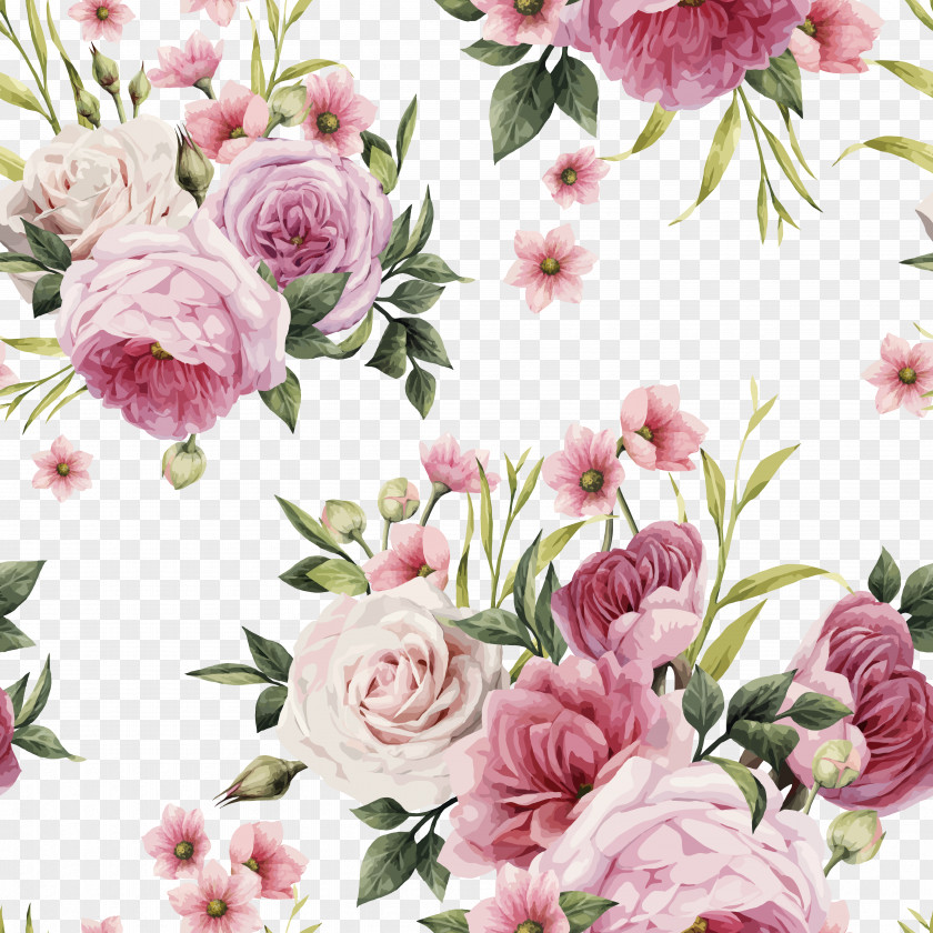 Rose Pink Flowers Color PNG flowers Color, HD hand-painted watercolor roses , pink and white illustration clipart PNG