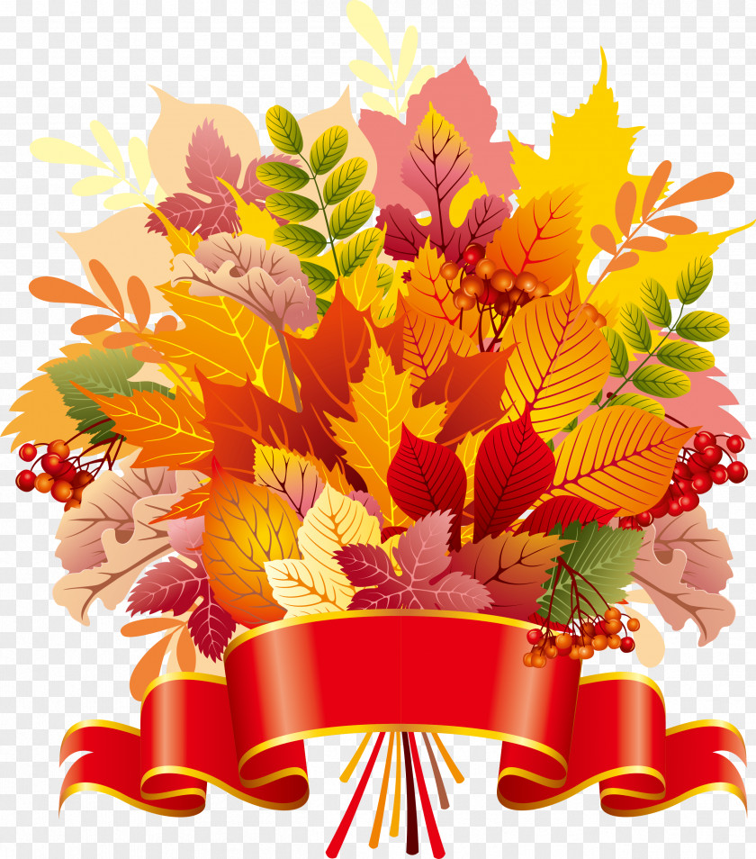 Autumn Bouquet Bright Decoration Leaf Color PNG