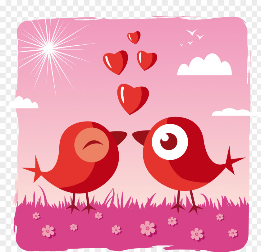 Valentine Love Birds Valentines Day Greeting Card Cuteness Wish PNG