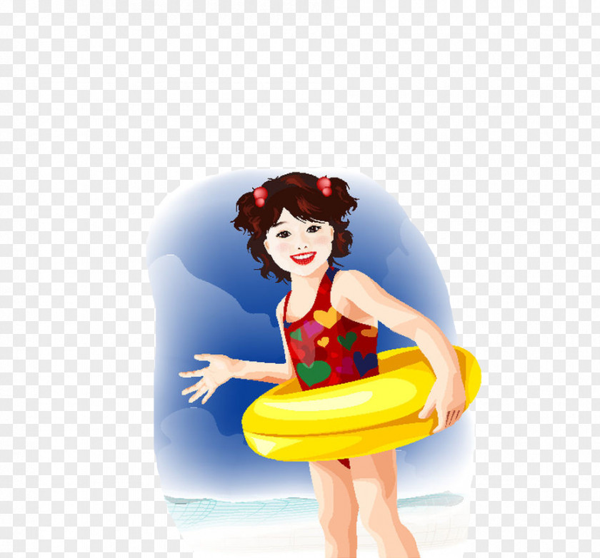 Girls Go Swimming Child Lifebuoy Illustration PNG