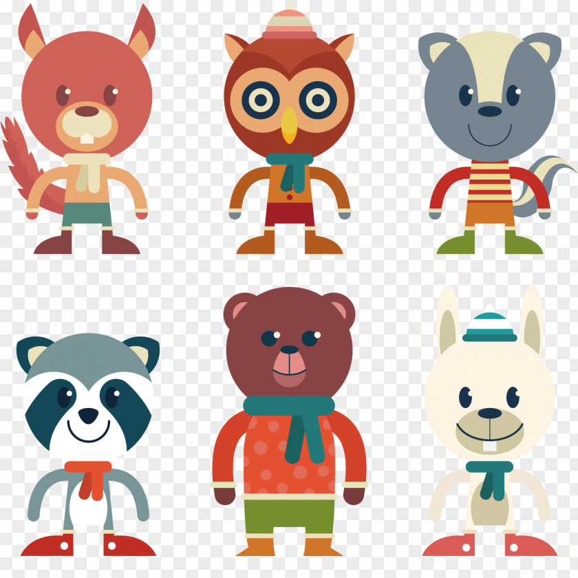 Animal Characters Dressed In Winter Clothes Brown Bear Clip Art PNG