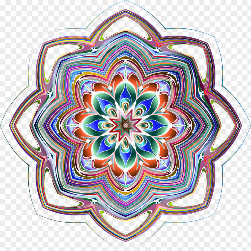 Blossoms Symmetry Kaleidoscope Line Pattern PNG