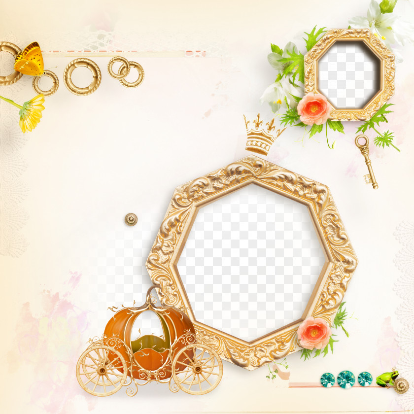 Gold Frame Picture Page Layout Clip Art PNG