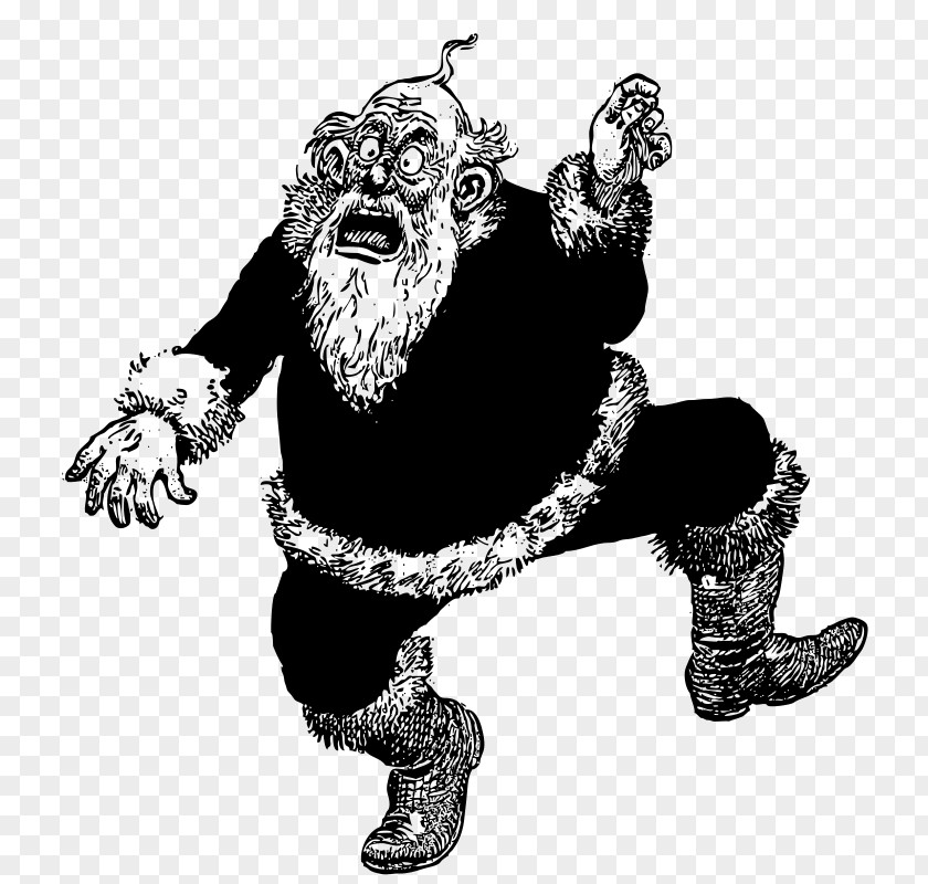 Santa Claus Black And White Clip Art PNG