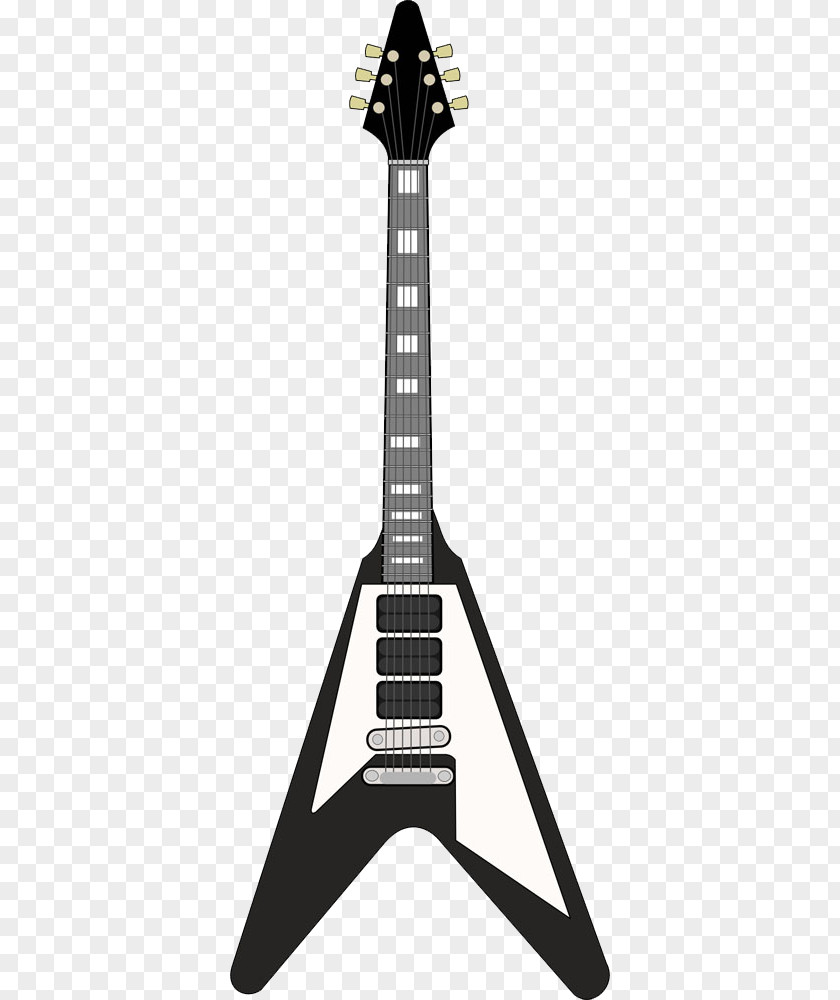 Black Electric Guitar Gibson Flying V Explorer Les Paul Firebird PNG